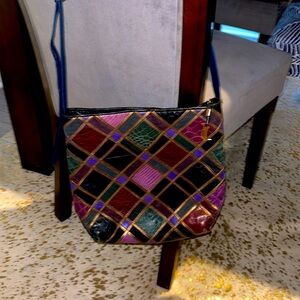 Vintage 80's Sharif Multicolor Leather Shoulder Bag